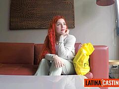 Innocent Redhead Latina Tricked at Lingerie Shoot