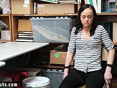 that tied up teen thief kylie martin gets wrecked by the big cocked officer