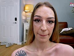 gorgeous emma wolfe shoves dildo deep then blows huge cock