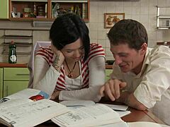 tongue laps shaved pussy lips of sexy 18 russian teen