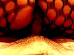 sexy girl in fishnets thong spreads asshole for monster cock anal pounding, feel it?