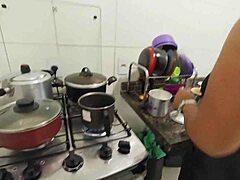 hairy latina pussy fingers big cock then bends for old man doggystyle creampie