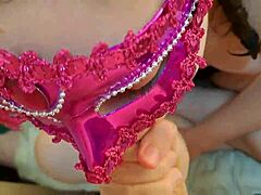 Wow cute masked student delivers passionate homemade blowjob missionary style!