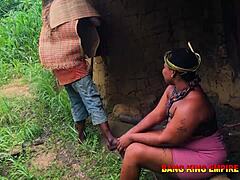 stepmother showed me her naked body and gets her juicy wet pussy deeply fucked after bush hunting