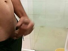 Huge cumshot blasts from skinny solo masturbation cock