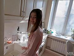 skinny neighbor girl uh invites me over for tea then begs amateur cowgirl ride