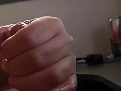 young stud's massive cock erupts huge cum blasts in solo stroke session