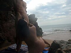 curvy spanish milf gets pounded doggystyle on public beach while you watch