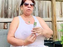 big tits soaking through her wet shirt