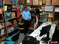 Shoplifting Teen's Hairy Pussy Busted by Mall Cop Hardcore