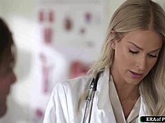 busty blonde doctor in lingerie why not suck and deepthroat that huge patient cock?
