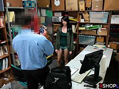 Shoplifting Teen's Hairy Pussy Busted by Mall Cop Hardcore