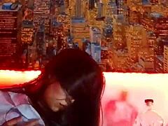 Hot Colombian brunette flashes toys outdoors