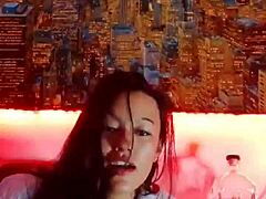 Hot Colombian brunette flashes toys outdoors