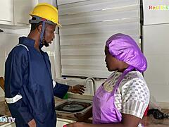 Begging Estate Plumber For Intense Kitchen Fuck