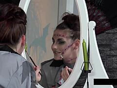 Jenifer jane and amanda hill drench each other in piss on halloween