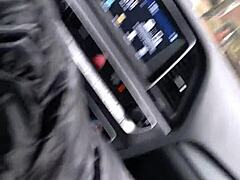 she drops to knees in car for sloppy deepthroat ending in full swallow