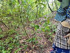 Amateur Thai villagers fuck hard in public forest!