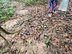 Amateur Thai villagers fuck hard in public forest!