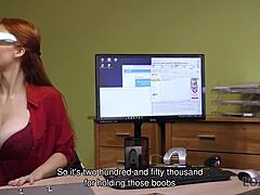 Curvy redhead teases agent before intense casting session unfolds