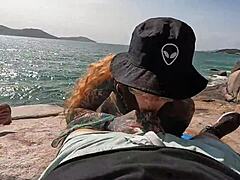 Orgia on deserted beach with naughty sluts sucking cock doggystyle 😈👅🌴