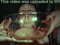 emo goth whore tied up bound punished rough with piss in garage cries