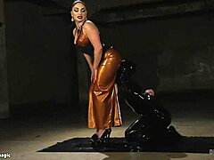 Hey check out this busty femdom roughly pegging her bound slave in suspension with strapon!