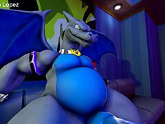 Mighty Silverzard Shemale Huge Cock Belly Insertion