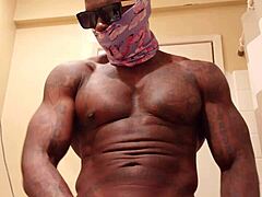 Subscribe to hallelujah johnson jeremiah's muscular bodybuilder worshiping his own big black hairy cock