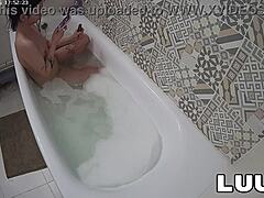 i luv watching elika shave legs flashing tits voyeur bathroom reality