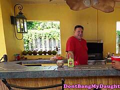 Petite Teen Anal Rides Old Guy's Cock Outdoors