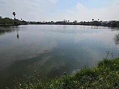 latina beauty by the lake strokes cock and sucks for a hot reward