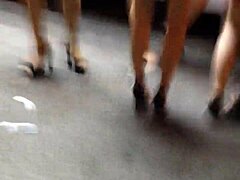 Candid Asian in tight miniskirt heels hides her slutty outdoor secrets