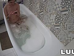 i luv watching elika shave legs flashing tits voyeur bathroom reality