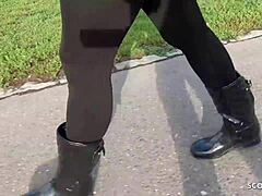 Czech 18+ Jennifer Negotiates Street Fuck for Cash in Leggings Pickup Casting