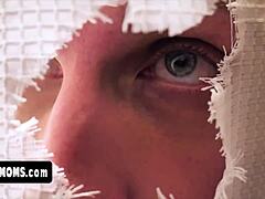 Stepma's Shower Gloryhole Tempts Taboo Bath Fuck with Milf Blowjob