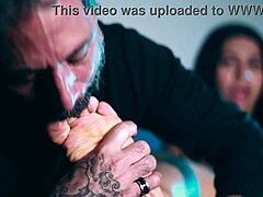 pretty young teen sucks mature pussy in sensual footjob casting interview