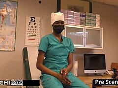 Night shift nurse jewel masturbates shaved pussy with dildo to orgasm