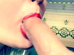 Milf Spits Sloppily on Cock While Deepthroating in Close-Up