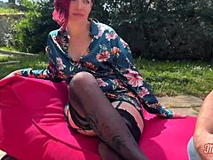 Margot rouquine takes two huge cocks atomizing her tight milf pussy