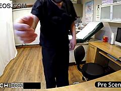 Night shift nurse jewel masturbates shaved pussy with dildo to orgasm