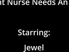 Night shift nurse jewel masturbates shaved pussy with dildo to orgasm