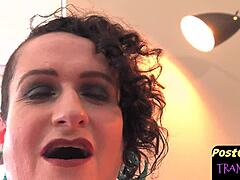 ts babe solo strokes big tits tattoos dildo deep in ass