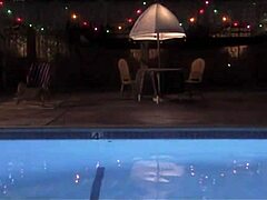 Skinny Asian babe skinnydips nude by the pool so teasingly sexy