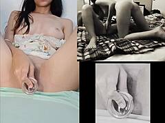 Whoa teen babe masturbates watching hot lesbian action petite amateurs 😍🔥