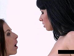 Brunette solo toys wet pussy anal fingering lick close-up girl on girl kiss