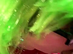 Housewife Milf in Fishnets Takes Cum on Ass Close-Up