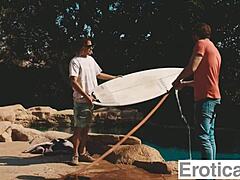 Fantasy turns real as cute brunette Kylie Rocket takes pussy creampie