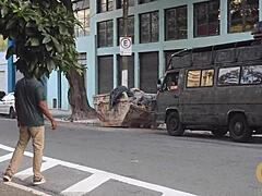 imagine pounding granny's juicy pussy in city trailer bts cumshot!