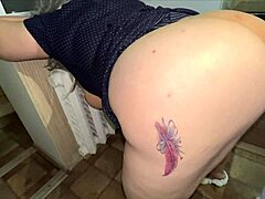 A chubby mature stepmom shows off big tits ass to please stepson.